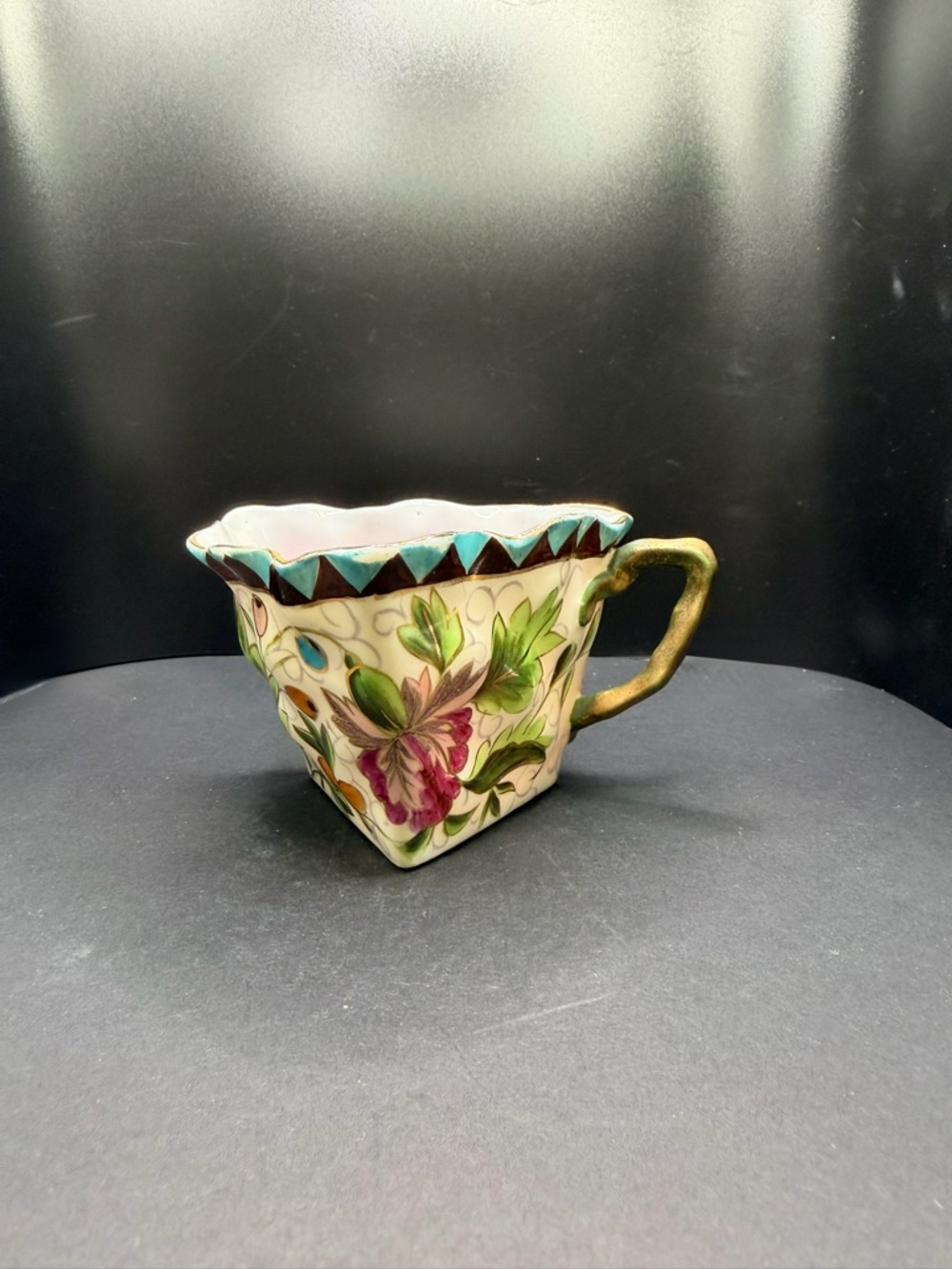 Hand-Painted Floral Ceramic Pitcher - Multicolor